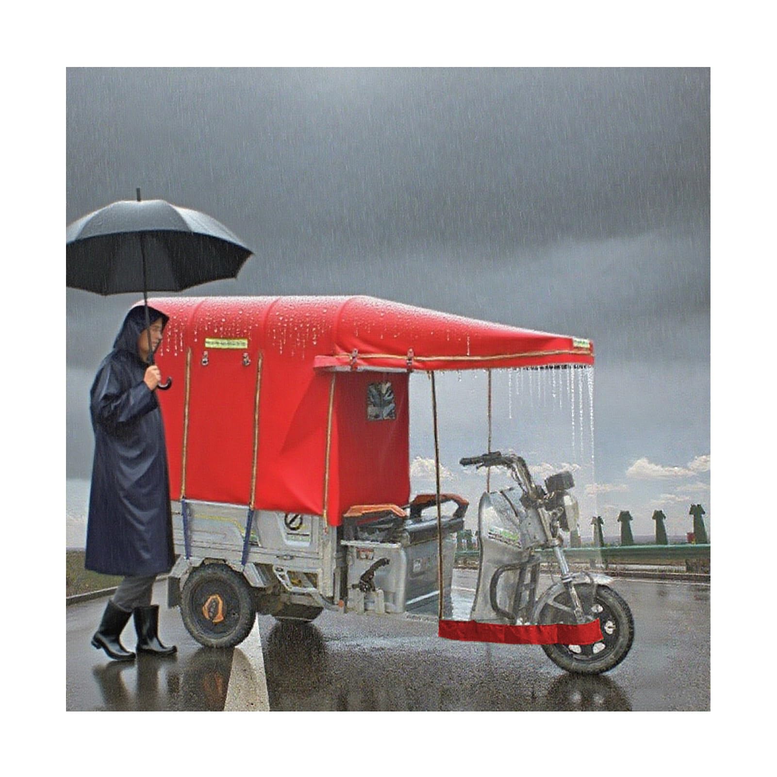 Auvent pour tricycle électrique universel 150x95cm bâche de protection