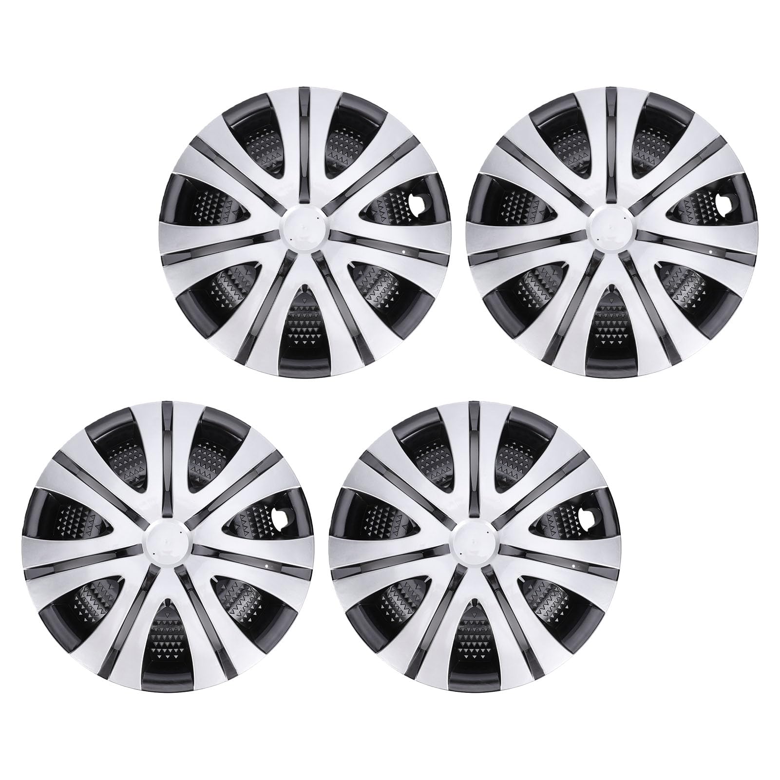 Fockety 15 Zoll Radkappen Satz von 4, Clip-On ABS Radblenden für Auto | Universelle Passform für Autos, LKWs, SUVs, rostfreier Felgenschutz, elegantes zweifarbiges Design in Silber und Schwarz