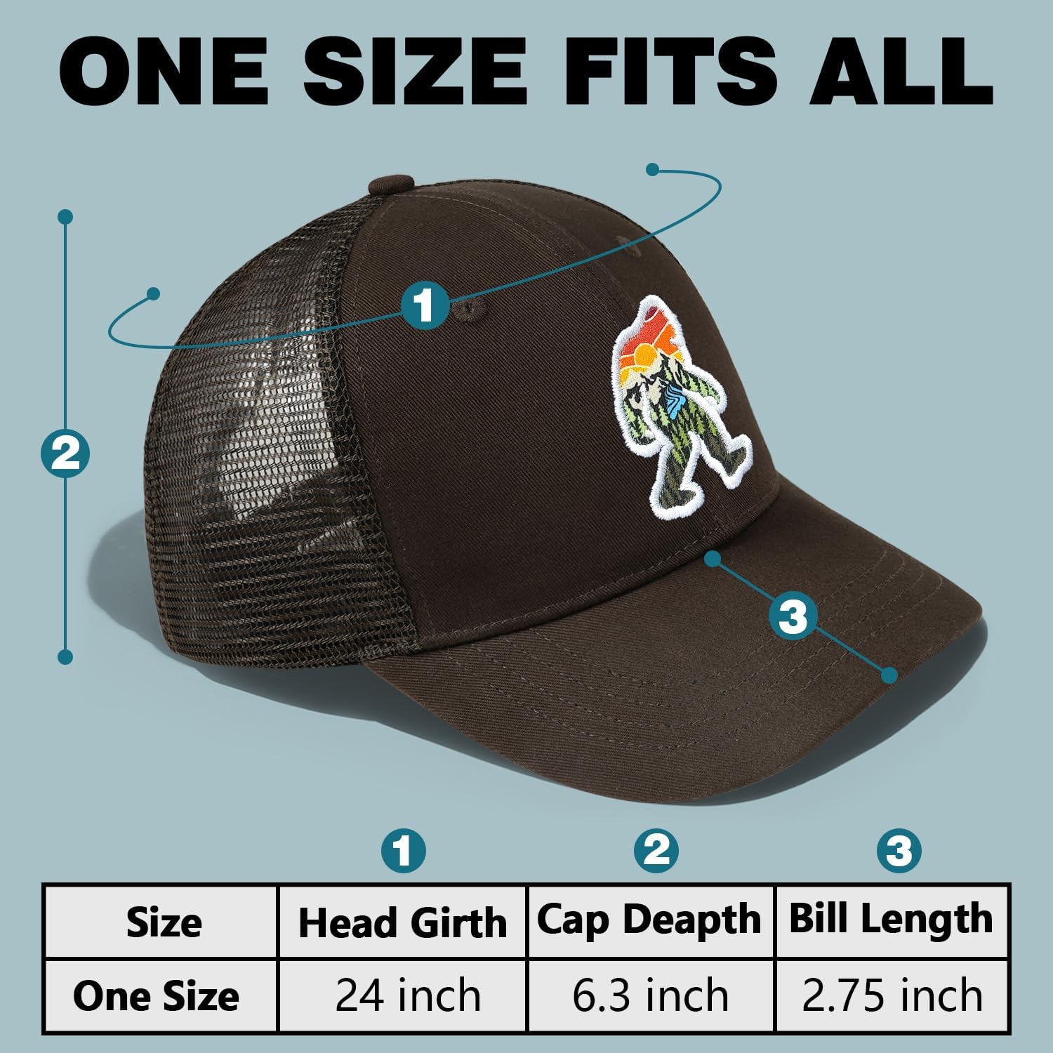 Mesh Bigfoot Hat Leather Cap for Men- Great Snapback Closure Sasquatch Hat for Hunting & Hiking