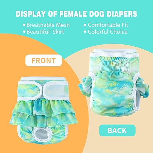 Miniatura 10 de NOYAL Pañales lavables para perras, reutilizables, de alta absorción, a prueba de fugas, paquete de 3 unidades