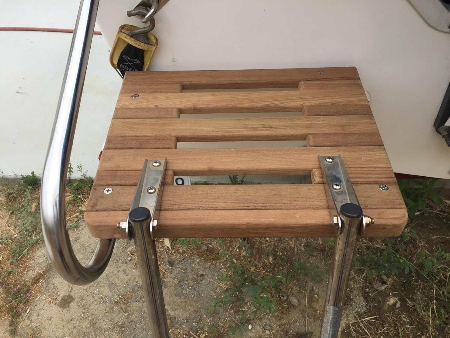 Teak Swim Platform for Boats, 17.7 * 14.6 * 1.6“ Marine-Grade Teak Wood Decking Step/Seat, Waterproof & Non-Slip Boat Accessory for Yacht, Sailboat, Dock