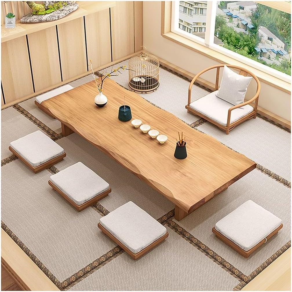 Rectangular Style Tatami Table Japanese Floor Table Vintage Tea Table Low Table or Sitting on the Floor Accent Furniture S 120x60x35cm