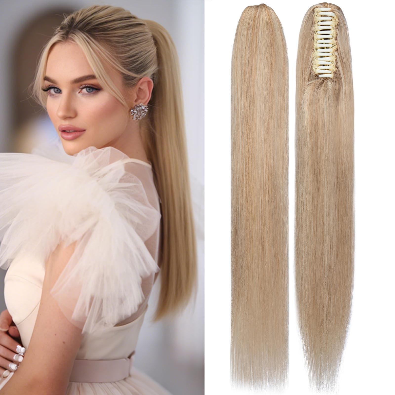 Human Hair Ponytail Extension with Claw Clip, 14 Inch, 105g Amazon.com : MY-LADY Ponytail Extension Human Hair Claw Clip  main image 4