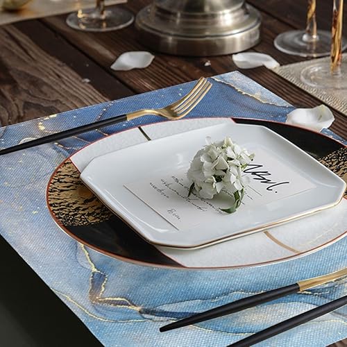 Miniatura 5 de Juego de 4 manteles individuales de mármol azul, 12 x 18 pulgadas, reutilizables, para cocina, interiores y exteriores, decoración de fiestas,