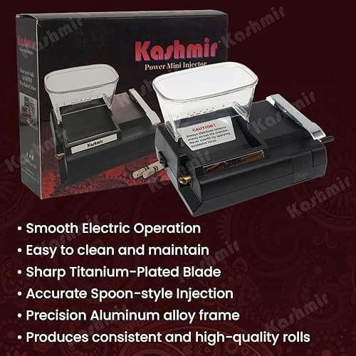 Miniatura 8 de Kashmir Máquina inyectora de cigarrillos eléctrica - Rodillo de tabaco compacto y portátil para tubos de tamaño King y estándar - Funcionamiento con