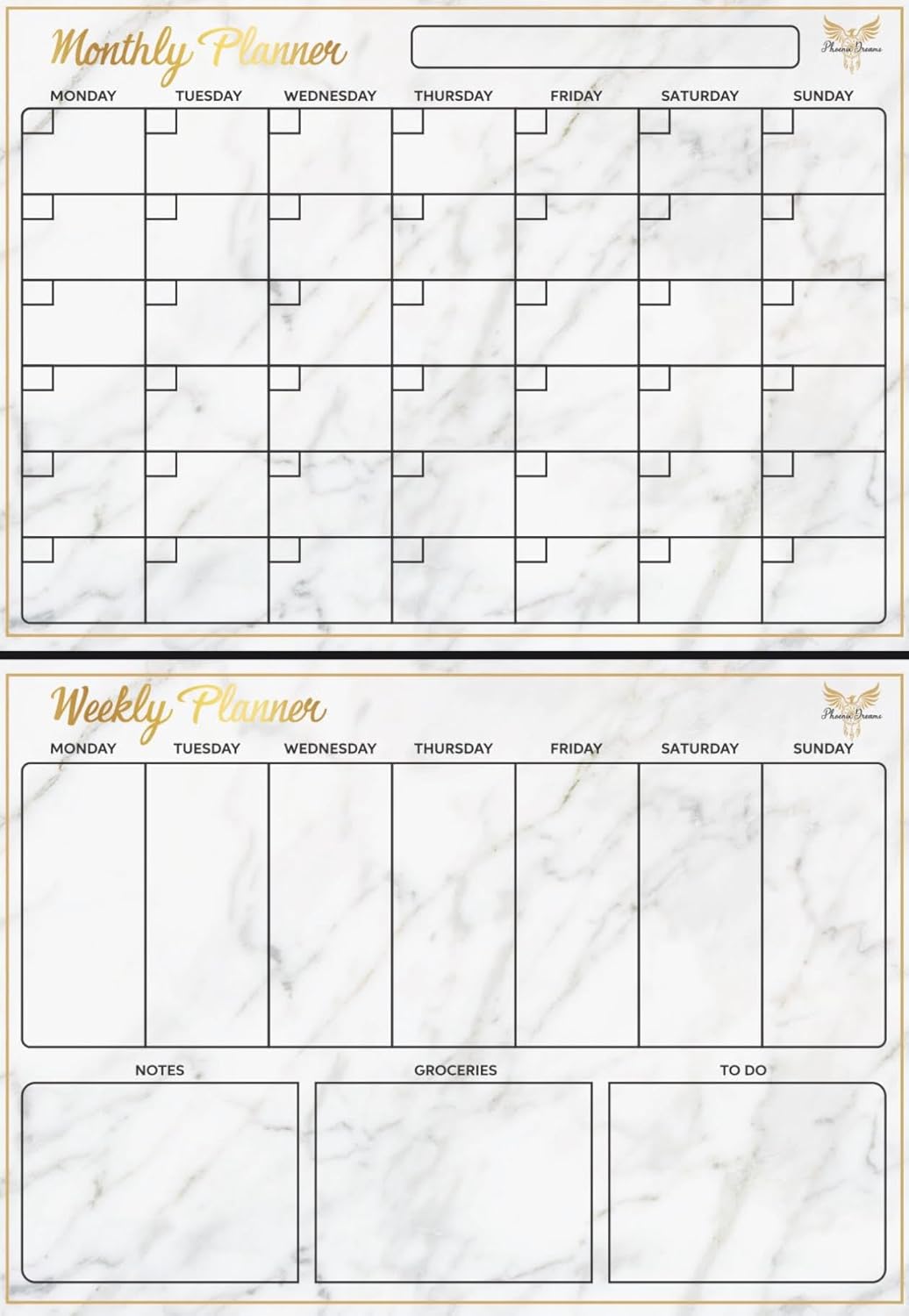 Magnetic Refrigerator Calendar, 18 pc Magnetic Monthly Calendar, Calendar and Weekly Planner, Dry Erase Planner for Wall Fridge or White Board, Fridge Calendar
