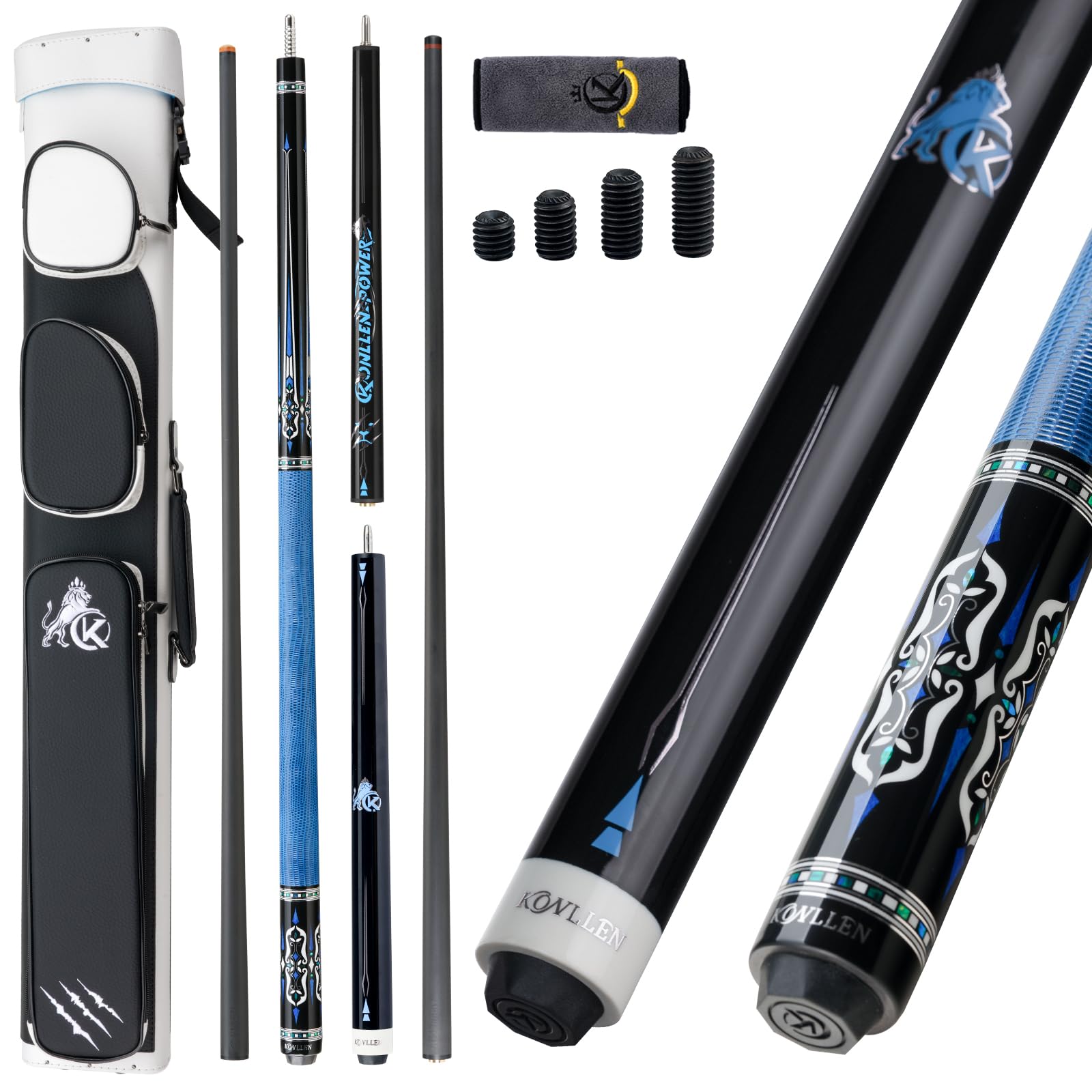 KONLLEN Carbon Fiber Pool Cue Set, Playing Cue, Break Jump Cue