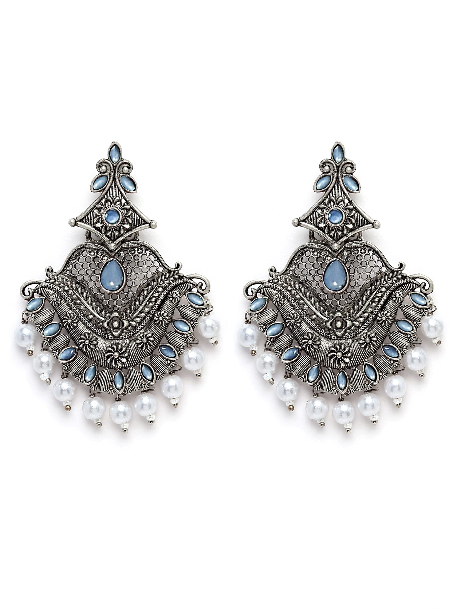 Karatcart Antique Silver Plated Blue Monalisa Stone Studded Dangler Earrings for Women (B0BY2X9S4N) Amazon Price History, Amazon Price Tracker