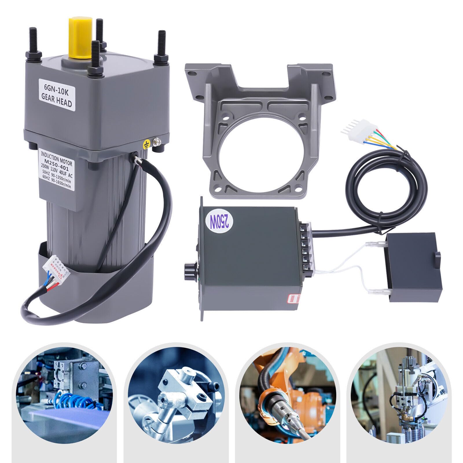 #US 110V 250W AC Gear Reduction Motor Electric+Variable Speed Control Reversible