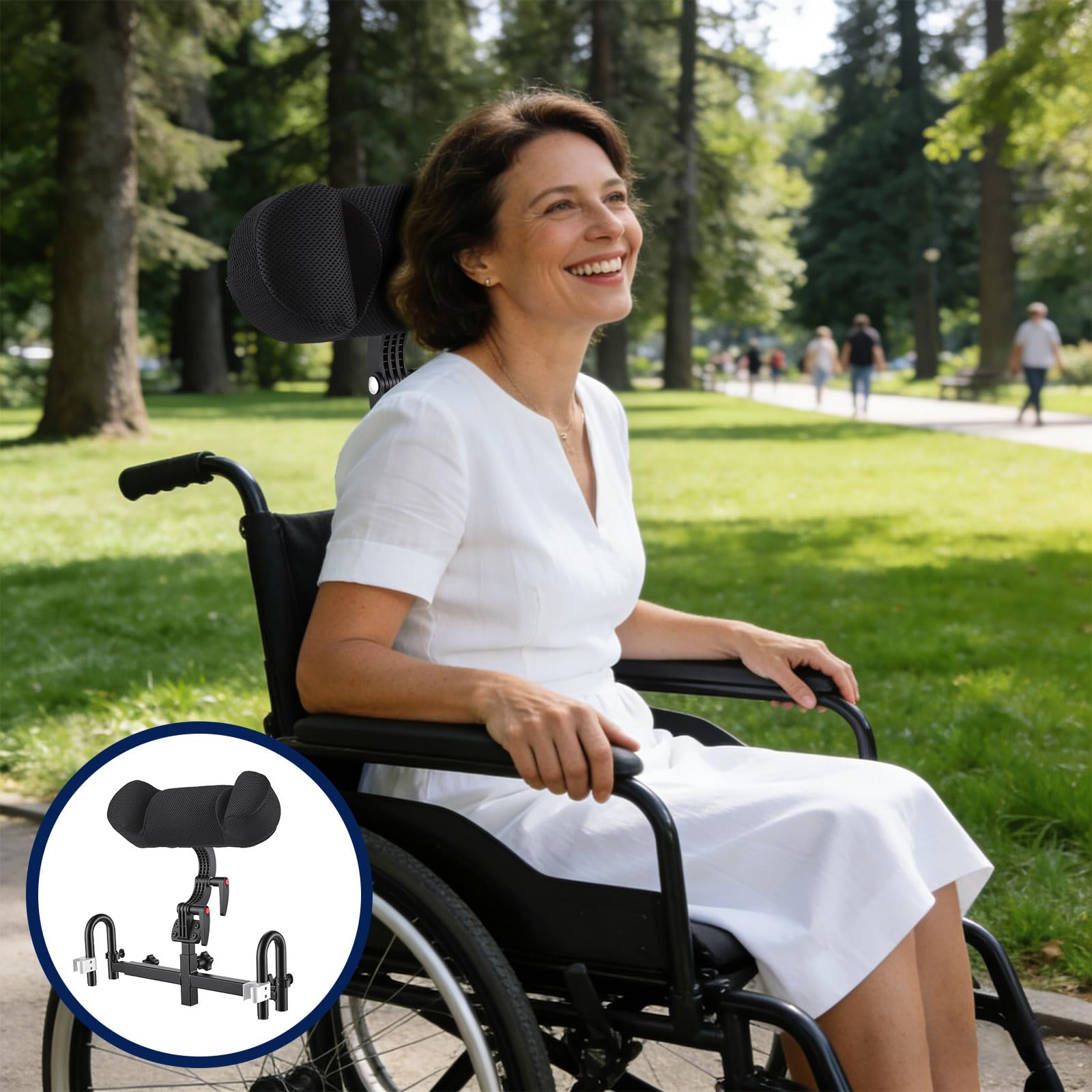 Reposacabezas ajustable para sillas de ruedas para personas con discapacidad, Cojín de soporte cervical con ángulo ajustable, Soporte para el cuello para sillas de ruedas manuales o eléctricas