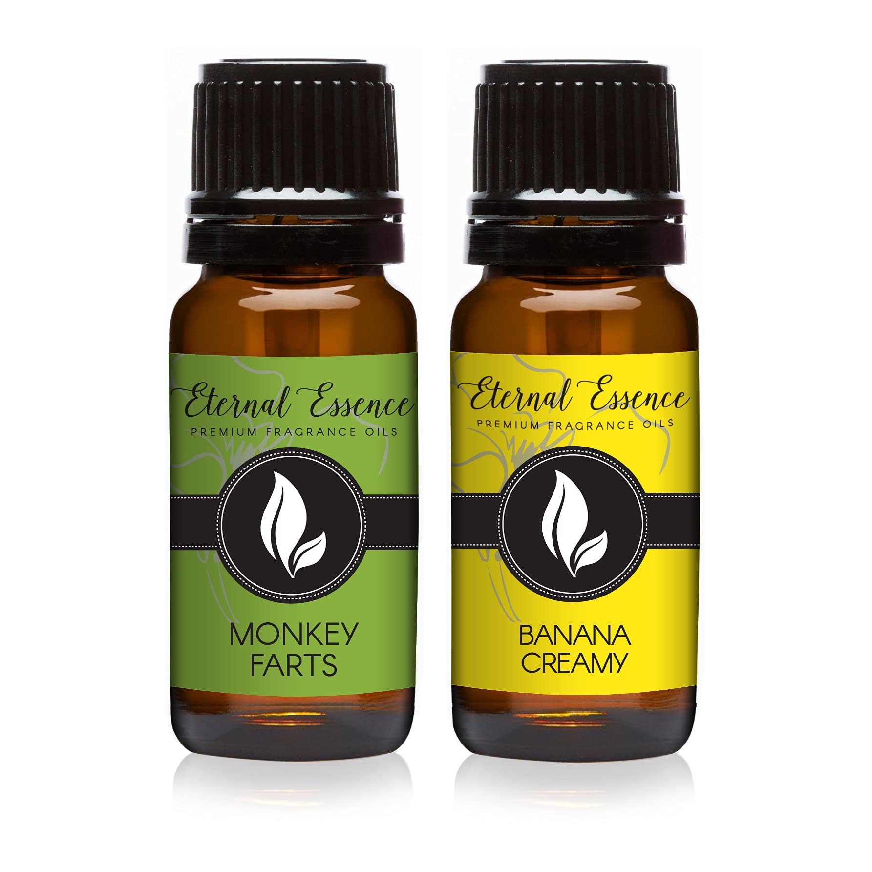 Eternal Essence Oils 2 Pack 10ml Premium Fragrance Oil - Monkey Farts & Banana Creamy - for Candle, Soap Making, Aromatherapy, Diffusers, Home Care, & Humidifiers