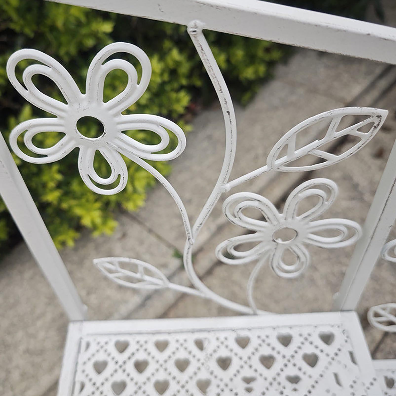 3-poziomowy Schodkowy Kwietnik, Metalowy Stojak Na Doniczki Na Balkon, Ogrodowy Regał Z Kutego Żelaza, Ozdobna Półka W Stylu Antycznym Na Taras I Do Ogrodu(White,Right)