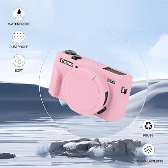 Camera Case for Canon Powershot G7 X Mark II Digital Camera, Soft Silicone Protective Bag Removable Lens Cover, Silicone Cover Rubber Soft Camera Case, Pink
