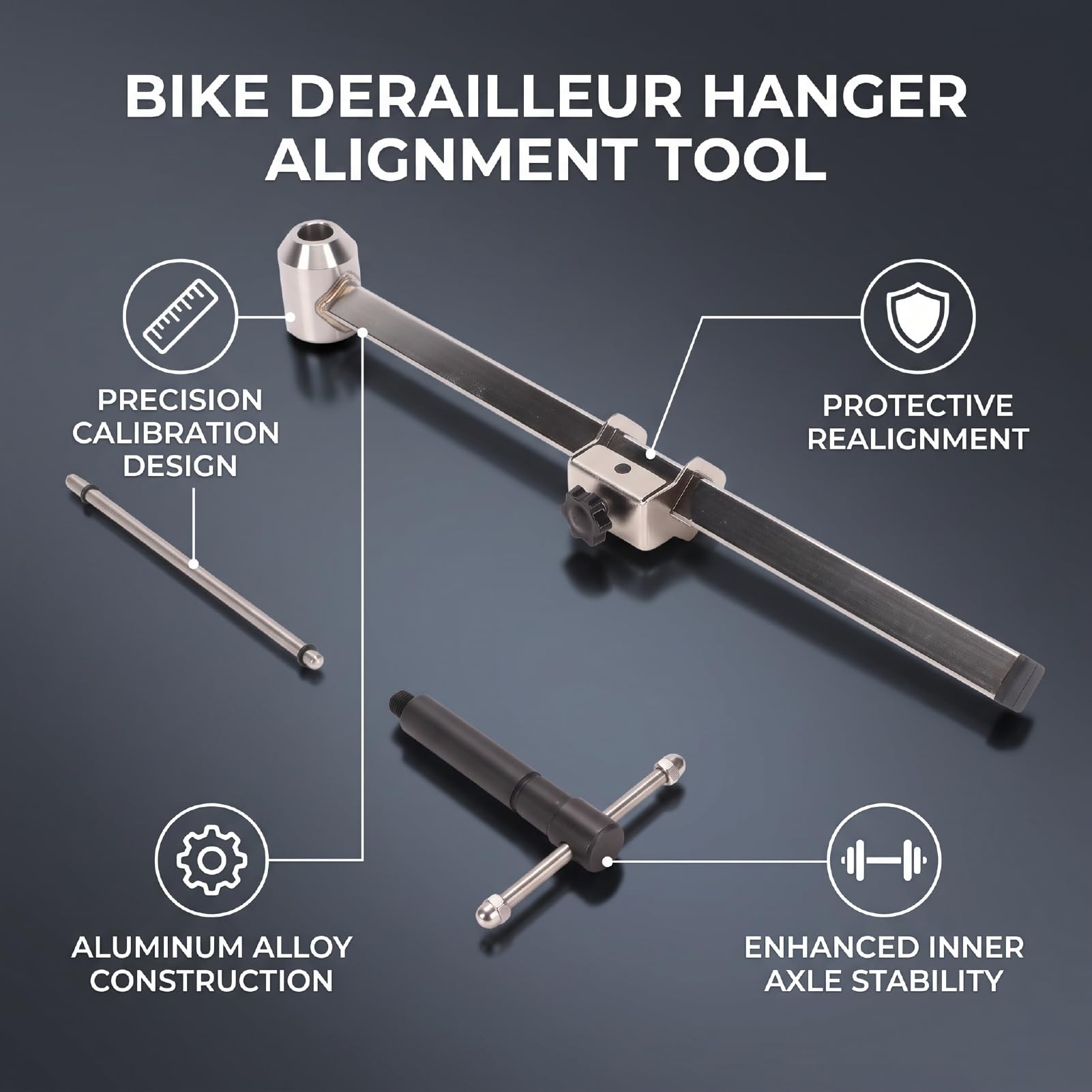 Yctze Schaltauge Ausrichtungswerkzeug, Schaltwerk Einstellhilfe Präzise Kalibrierung Aluminium for Fahrrad Wartung | Richtet verbogene Schaltaugen, schützt den Rahmen und ist ideal für & Rennrad