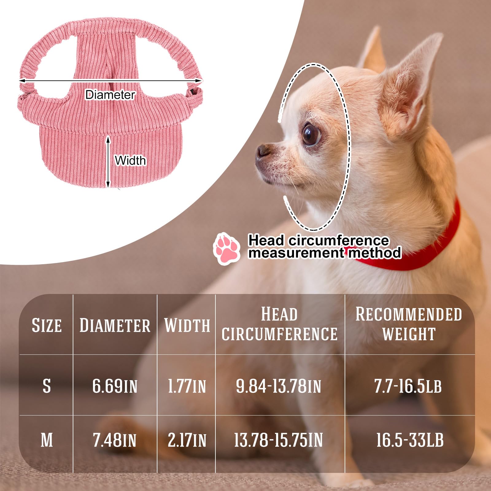 Jadive Small Dog Sun Hat with Ear Holes, Dog Cat Sunglasses with Anti-Slip Silicone Rope Baseball Cap Adjustable Puppy Sunbonnet Headdress Beach Visor Hat for Puppies Summer Outdoor(Pink)