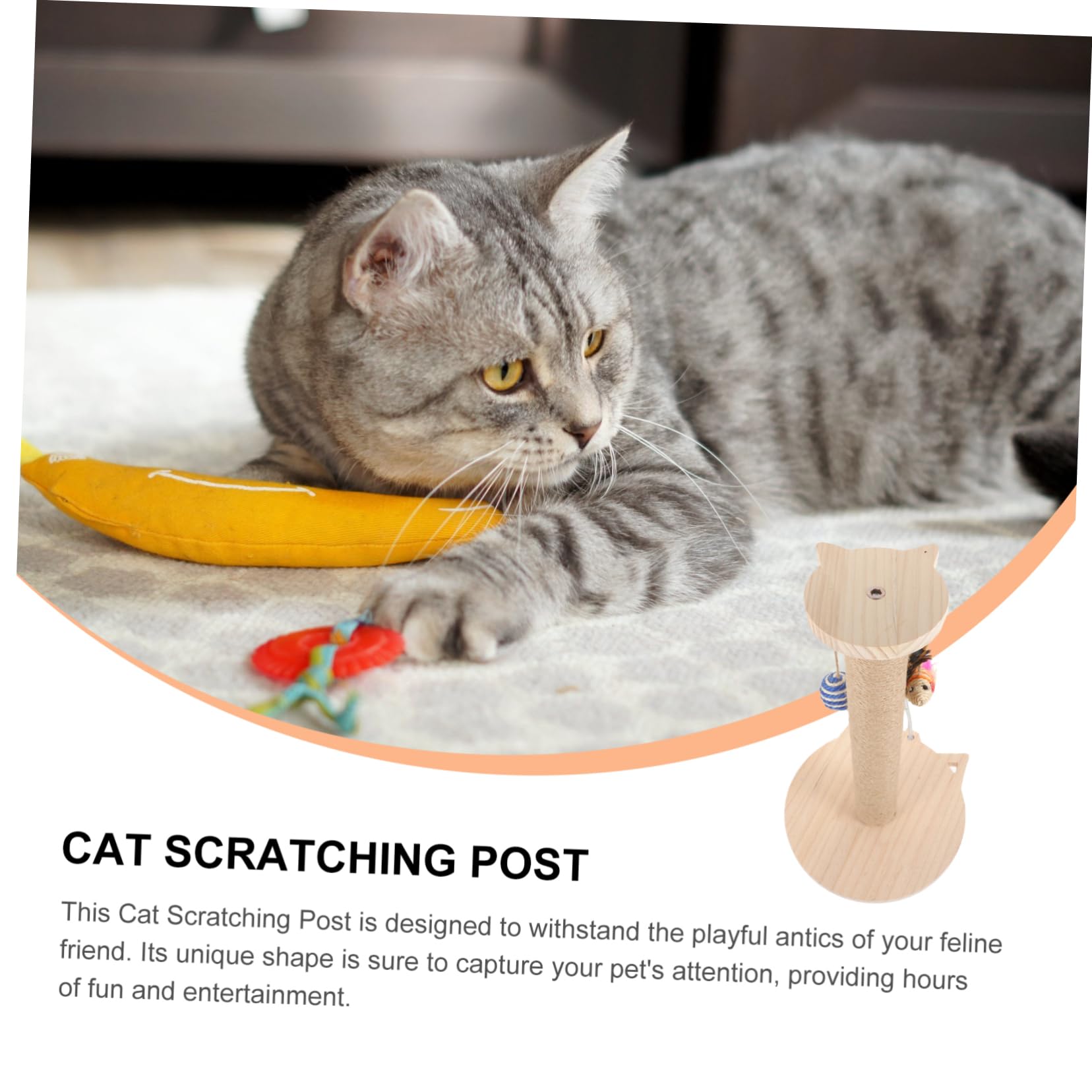 HEMOTON Rascador para Gatos De Sisal Natural Rascador De Suelo para Diario Seguro con Juguete para Rascar Decorativo y Cómodo para Gatitos