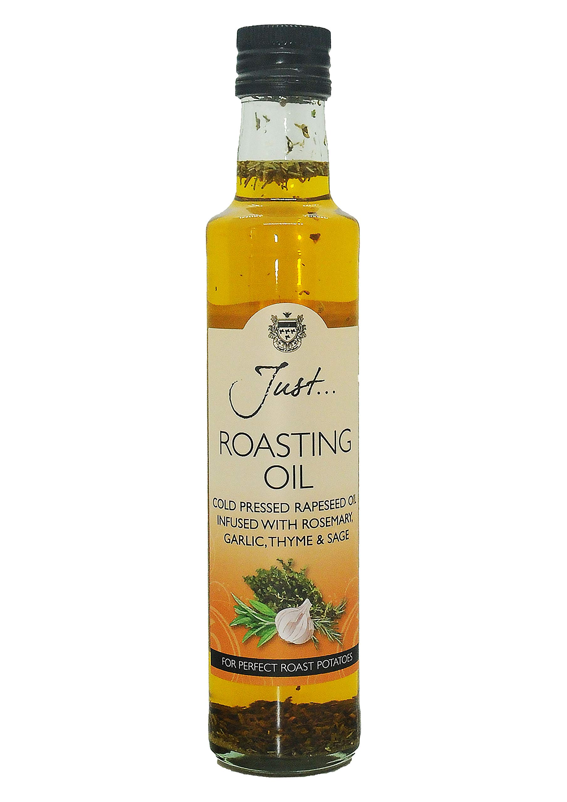 Oil - Roasting - British Cold Pressed Rapeseed Oil Infused with Garlic, Rosemary, Thyme and Sage, 250ml (Pack of 6)