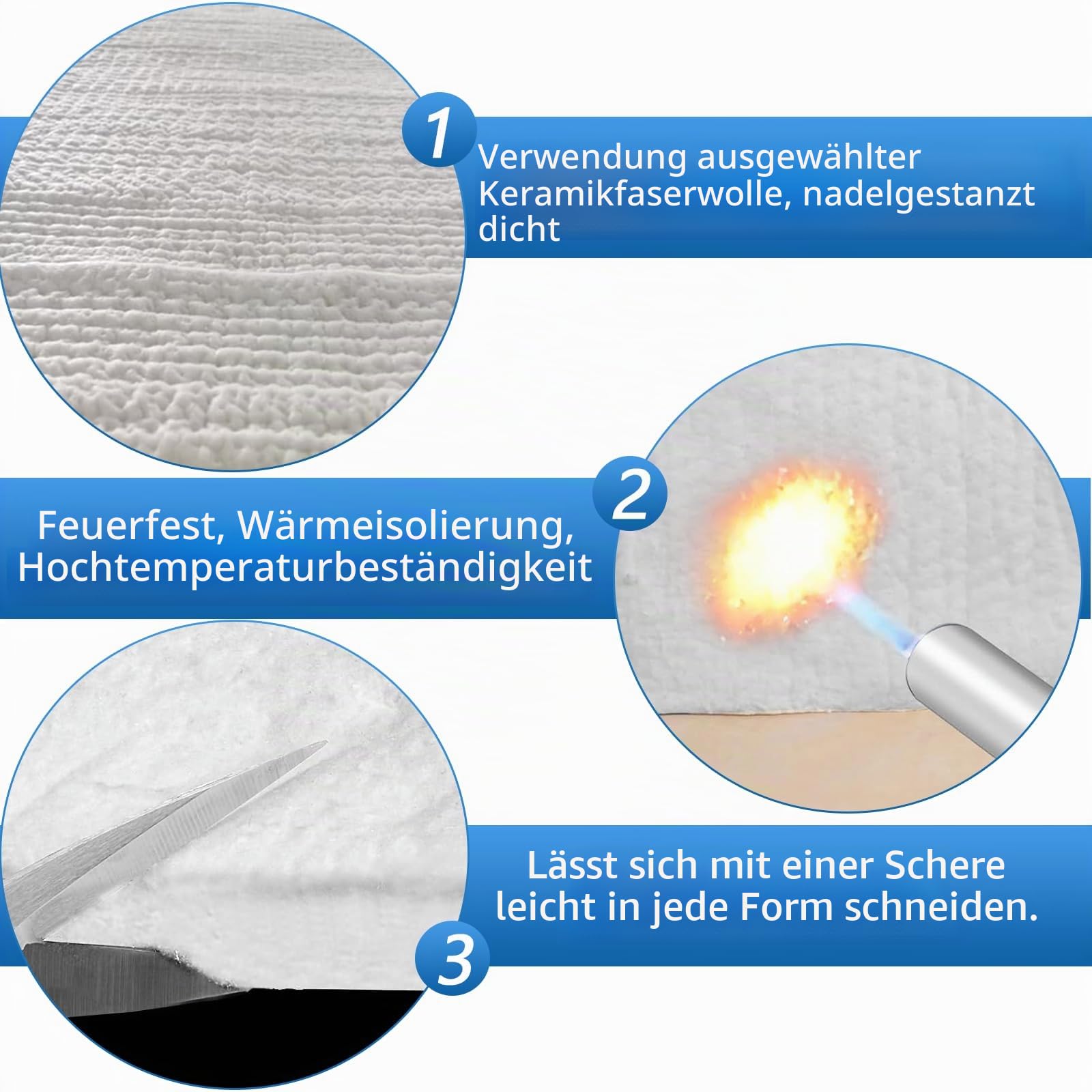 Keramikfaser-Isolierdecke 400x610x25mm (2 Stück) - Feuerfeste Hitzeschutzmatte für Öfen, Pelletöfen, Schmiedeöfen & Hochtemperaturrohre | Keramikwolle mit 1260°C Beständigkeit