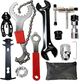 11PCS Kit de Herramientas de Reparación de Bicicletas, Herramienta para Cadenas+Llave de Radios Bicicleta+Herramienta de Pedalier+Llave de Cono de Buje+Extractor de Bielas+Extractor Cassette