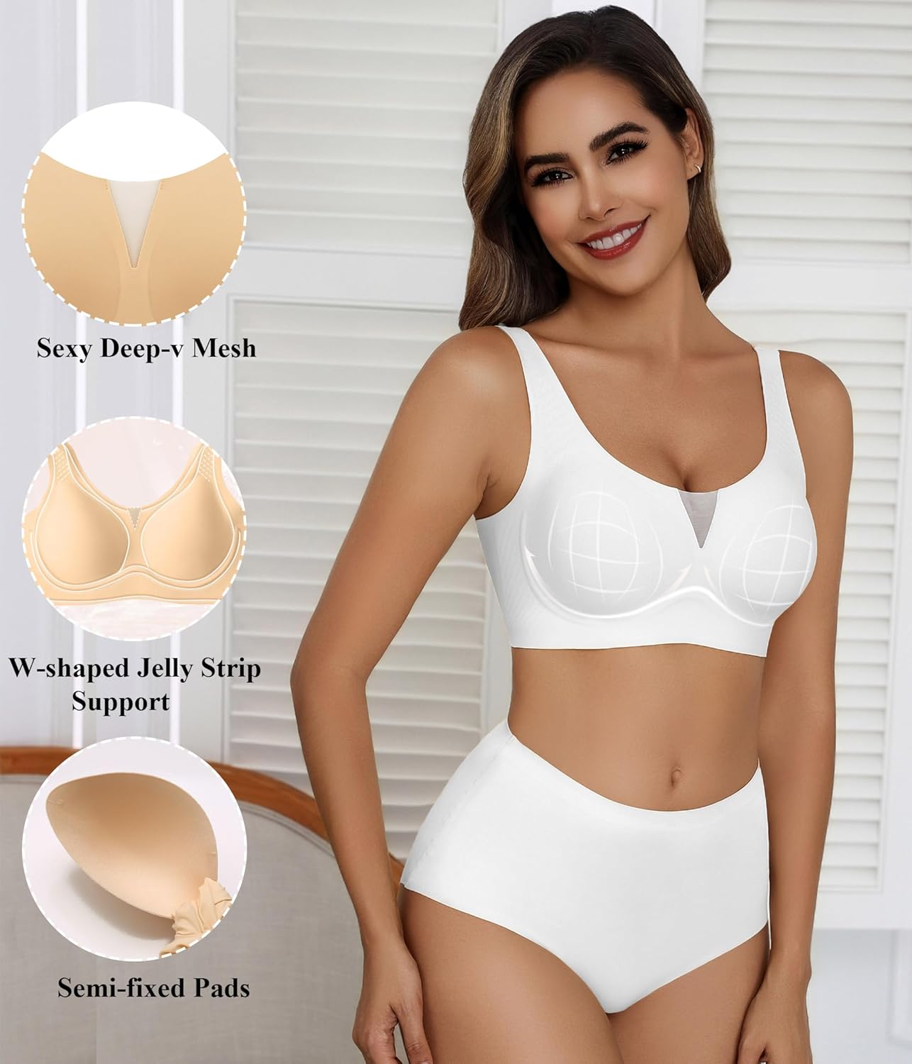 Avidlove Bras for Women No Underwire Seamless Bra Deep V Full Coverage T-Shirt Bralette Comfort Everyday Bra - Image 2