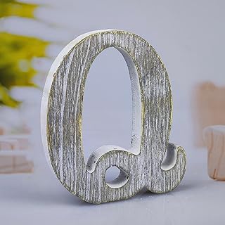6 Inch Wood Letters Unfinished Rustic Wood Letters for Wall Decor Decorative Standing Letters Slices Sign Board Decoration for Craft Home Party Projects (Q)