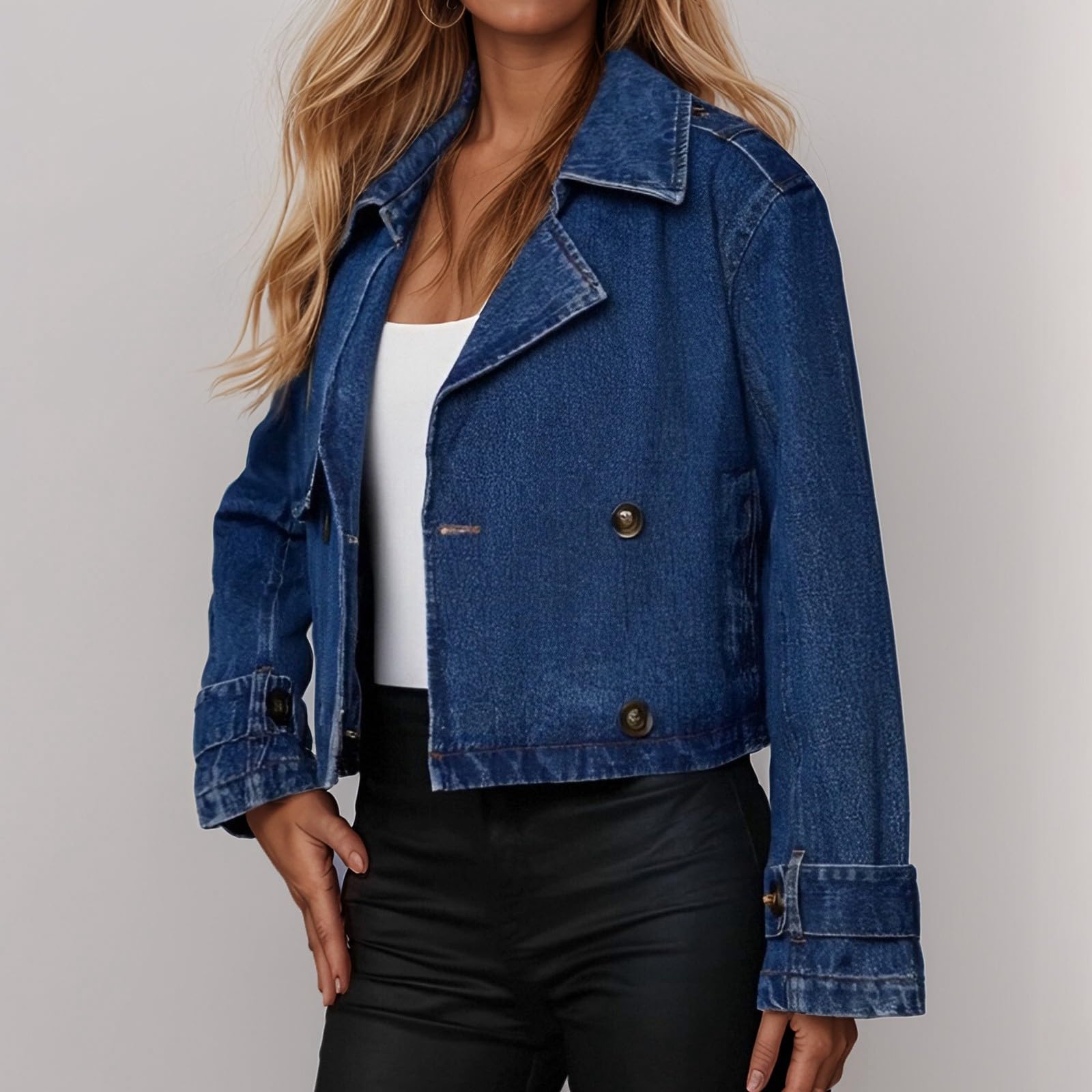 Jeans Jacken Für Damen Jeansjacke Shacket Vintage Übergangsjacke Leicht Alltag Bomberjacke Freizeitjacke Lange Ärmel Denimjacke Oversized Kurz Wascheffekt