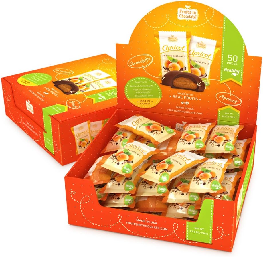 Dark Chocolate Covered Apricots, 27.3 oz (1.7 Lb) Box
