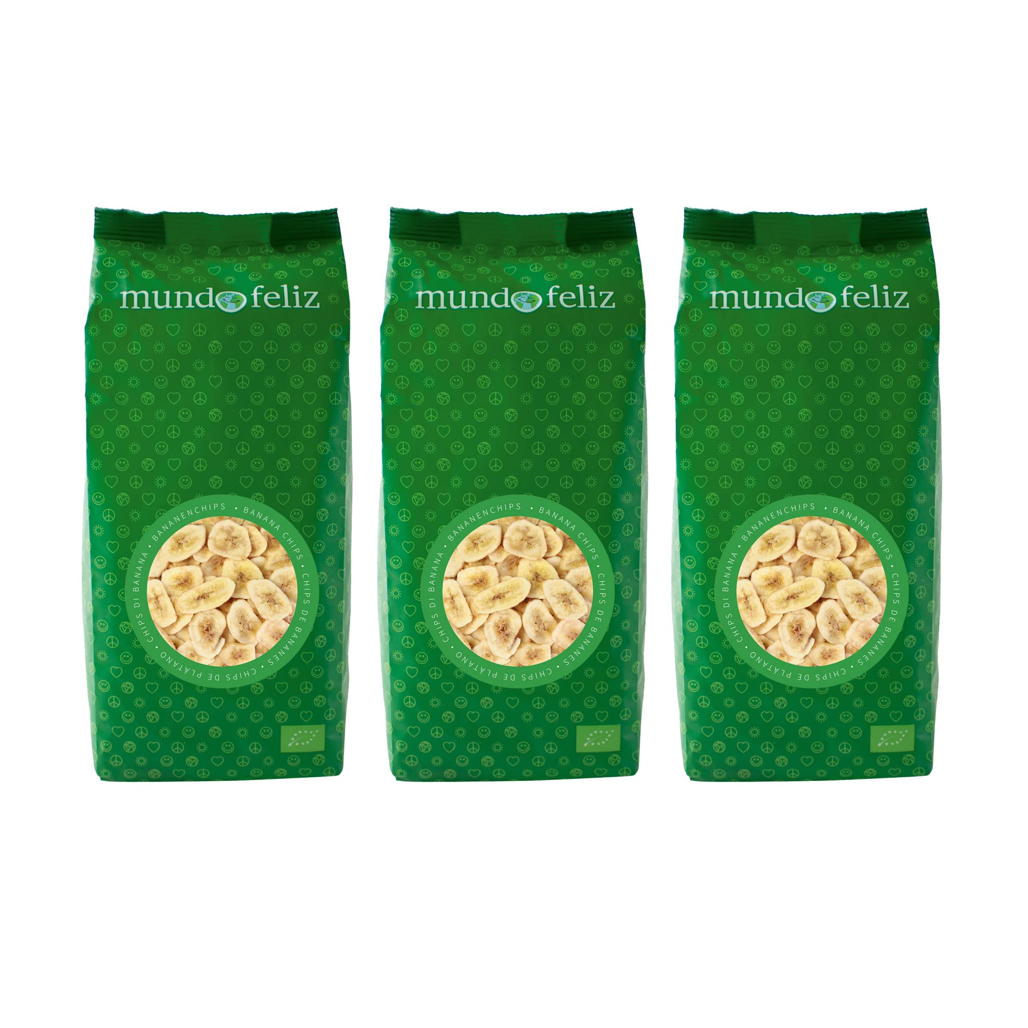 Mundo Feliz Chips de Plátano Ecológicos, 3 x 250 g