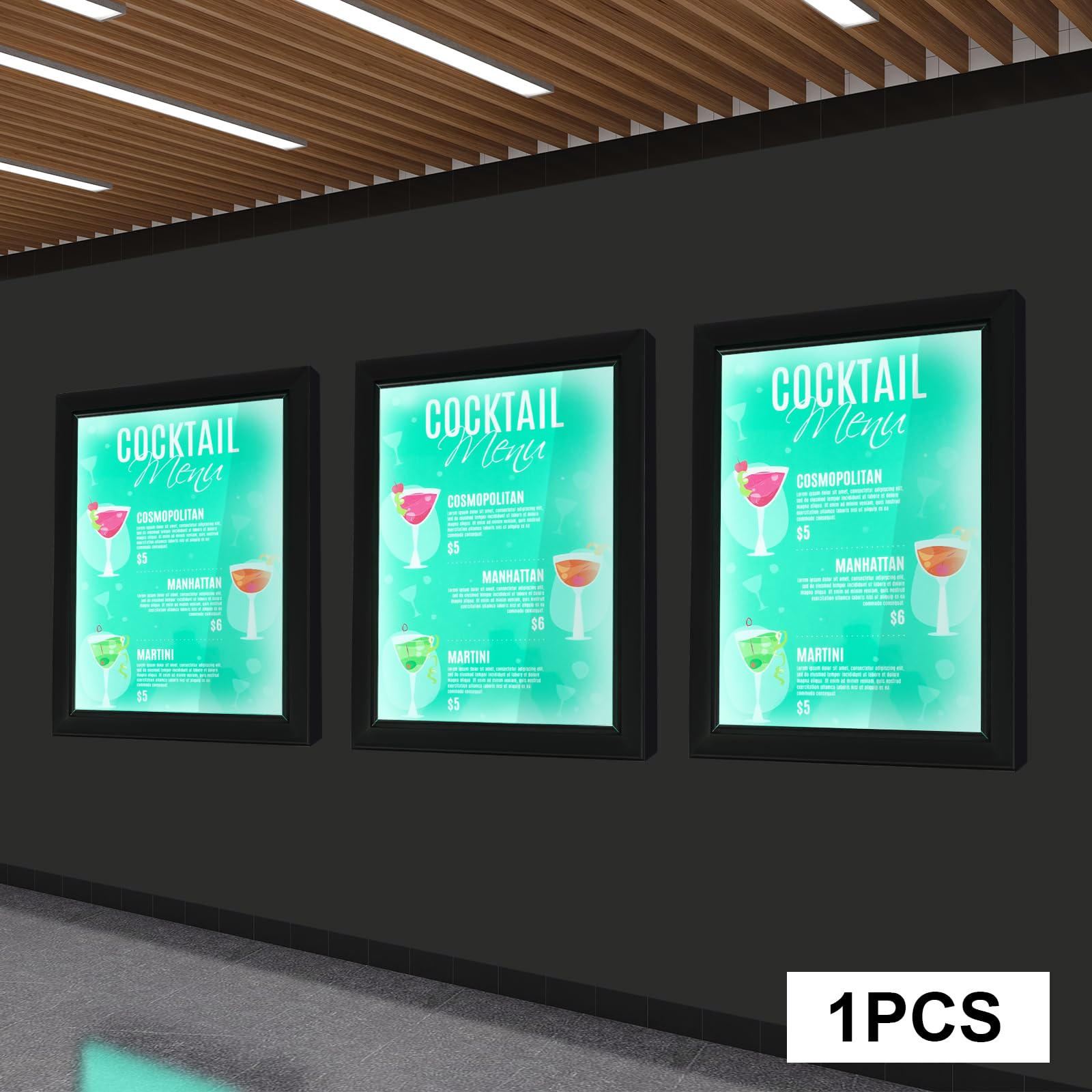 Marco de póster LED iluminado con luces LED para carteles publicitarios, marco de montaje en pared para publicidad, tamaño de póster adecuado: 34 x 44 cm para la visualización de carteles,