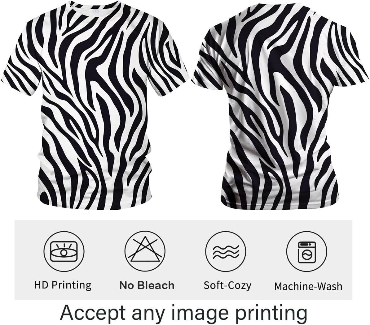 Funny Zebra Graphic T-Shirt Novelty Short Sleeve Crewneck Shirt - Image 4