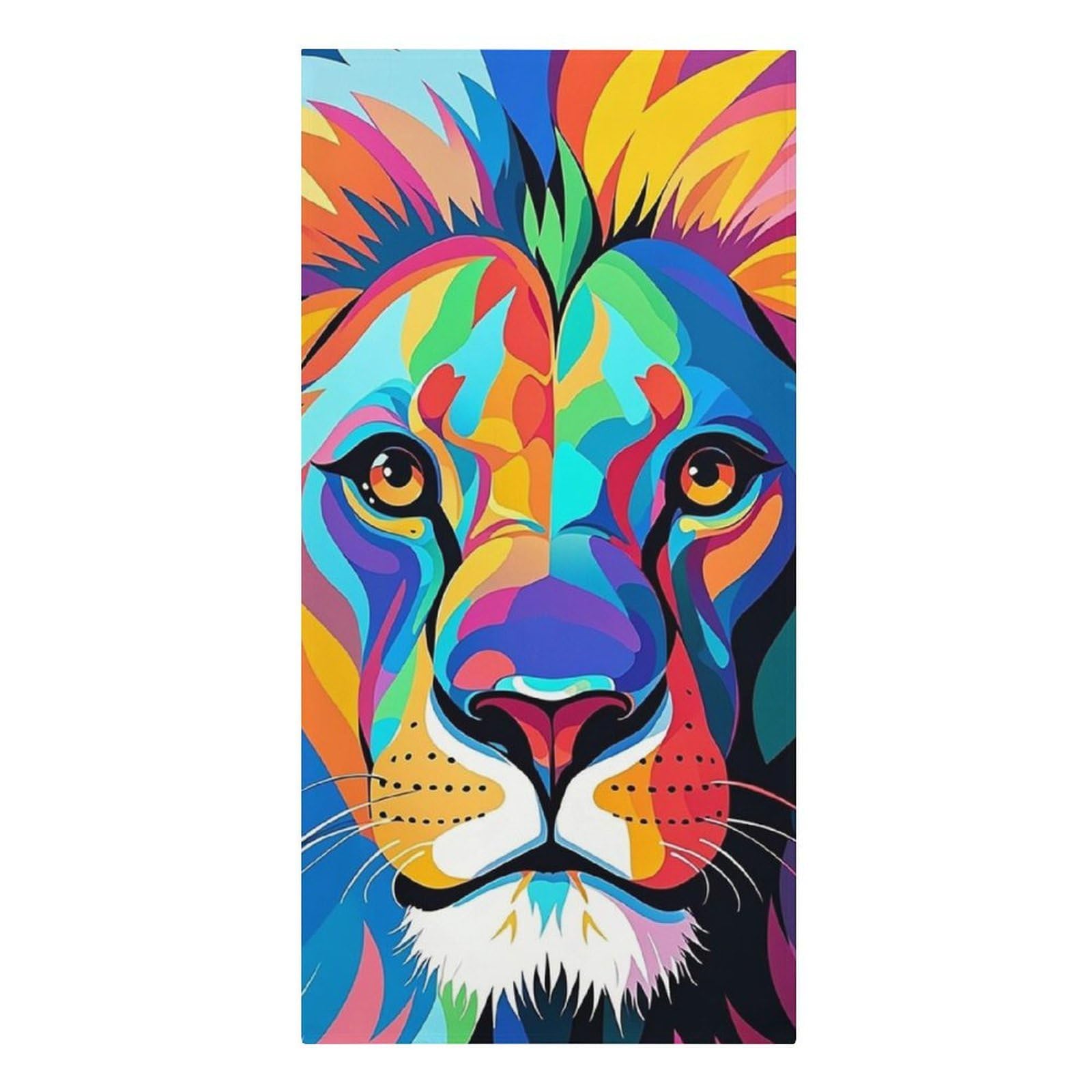 asbwuo Colorful Lion Beach Towels Extra Large Quick Dry Absorbent