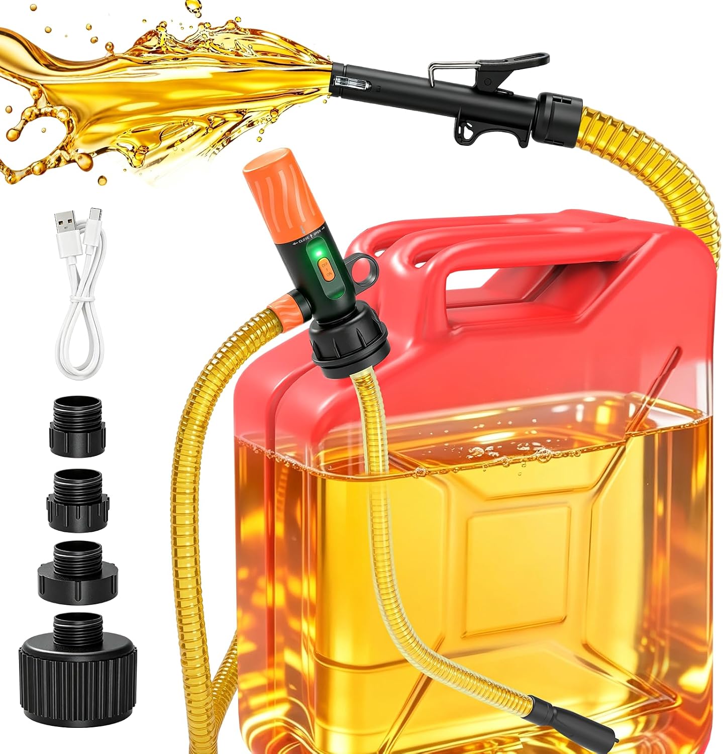 Electric Fuel Transfer Pump, Gas Can Pump with One Touch Start Auto-Stop