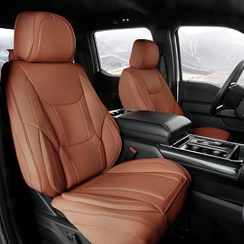 Coverland Custom Car Seat Covers Compatible with 2021-2026 Ford Bronco Sport - Premium Leather Non-Slip Memory Foam Waterproof Seat Cover Custom Fit Interior Protector [Front-Camel Brown]