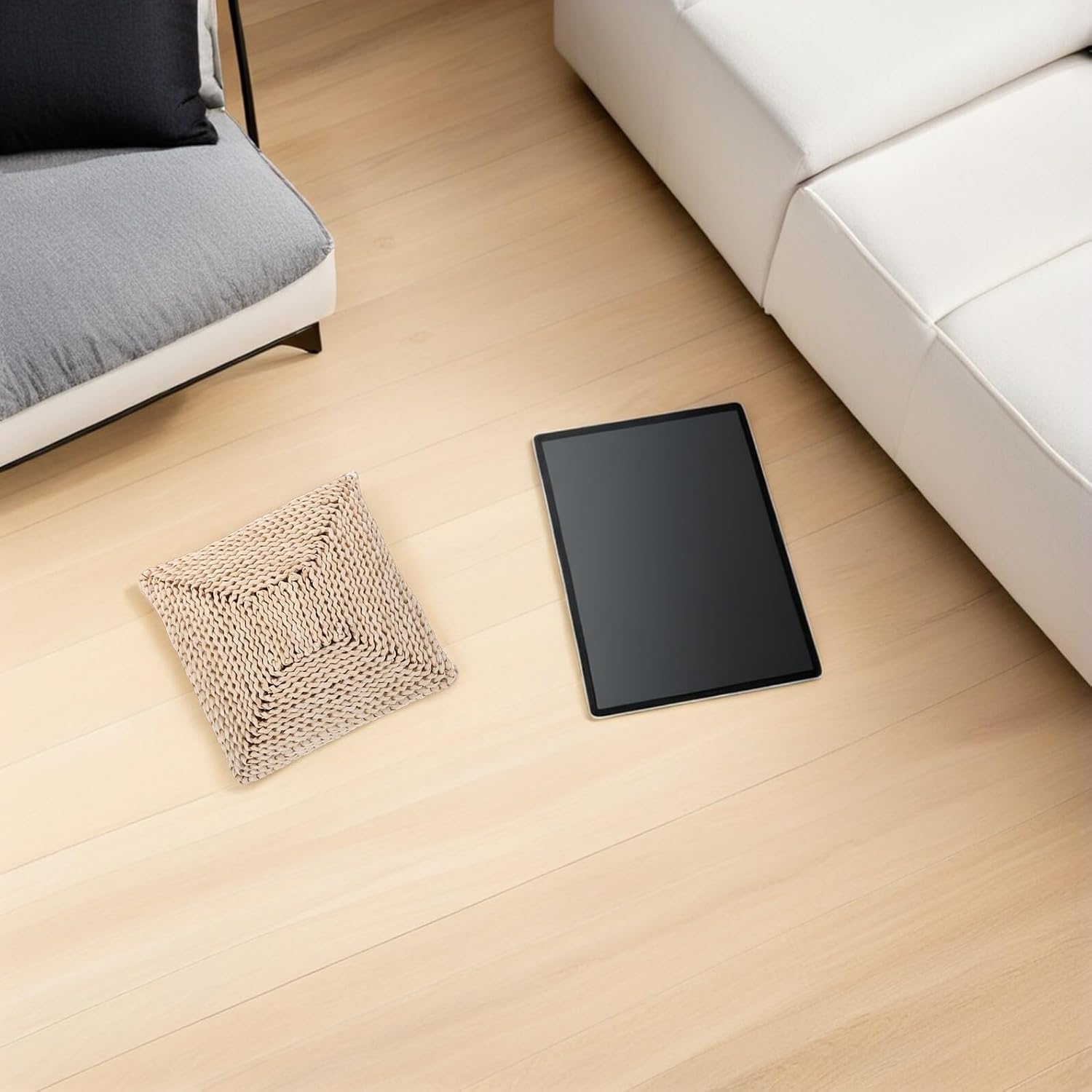 Grass Woven Floor Meditation Pillow 30x30cm Thickened Straw Seat Cushion Corn Husk Filling 6-8cm for Mindfulness Yoga Tea Ceremony Room Sitting Pad