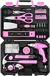 Trousse d'outils rose : DEKO Ensemble d'outils avec tournevis pour les femmes General House Hand Tool Kit avec boîte à outils de rangement 98 Pièce