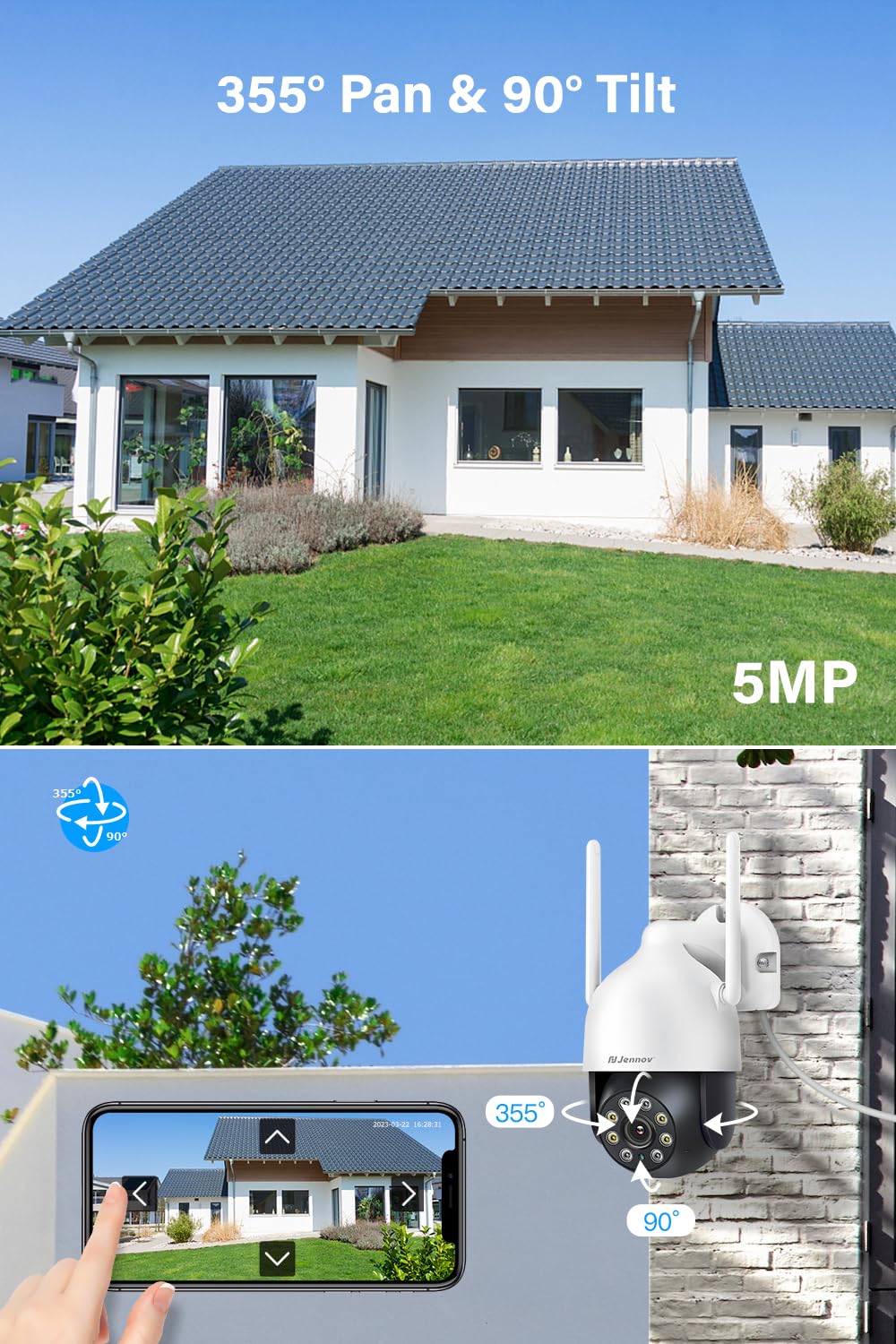 Jennov 5MP Security Camera Outdoor Wireless, Add-On Camera, Auto Tracking, 24/7 Recording, Color Night Vision - Image 4