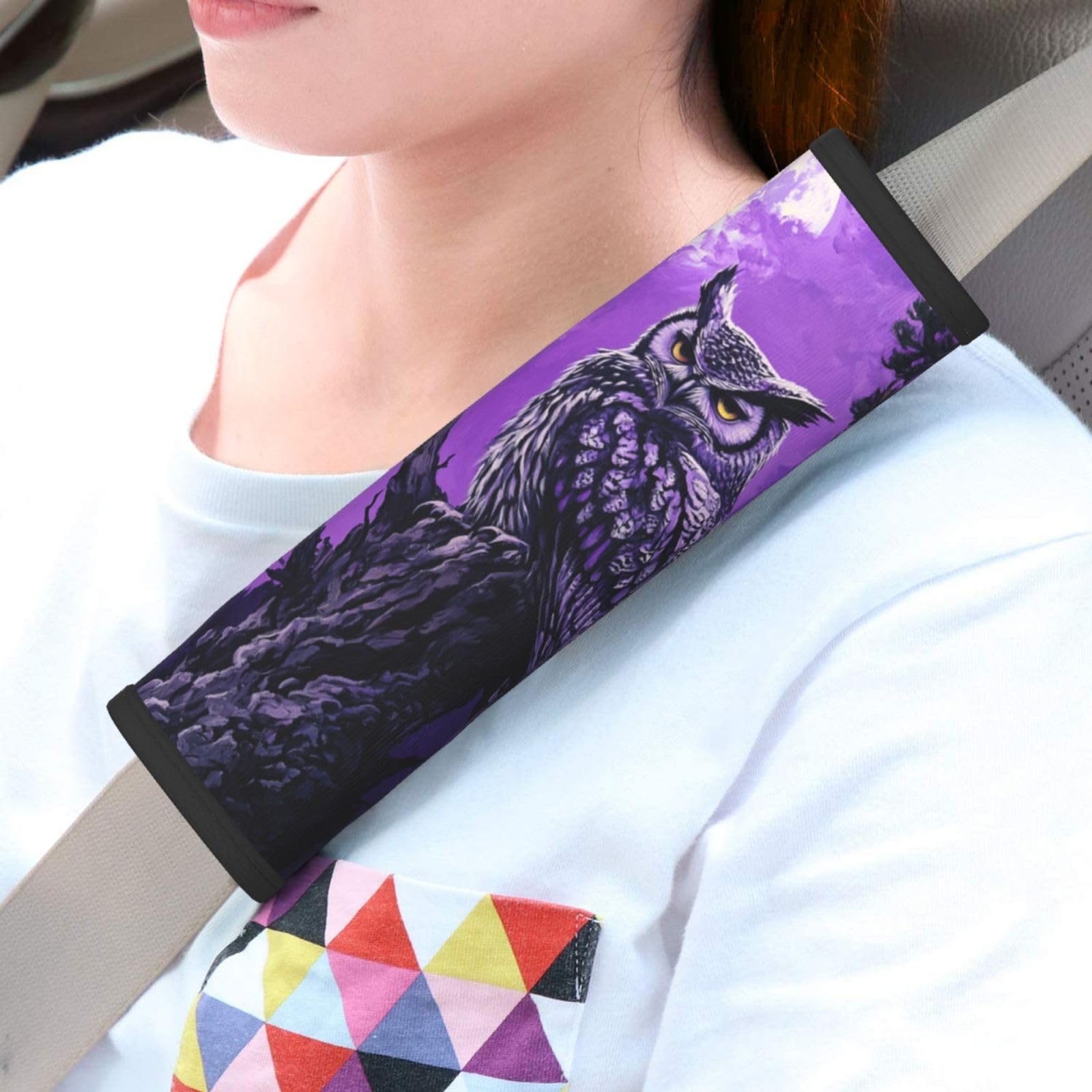 Mystical Owl On Ancient Tree Car Seat Belt Cover 2 Pack Seatbelt Strap Shoulder Pad Protector Universal Comfort for Car
