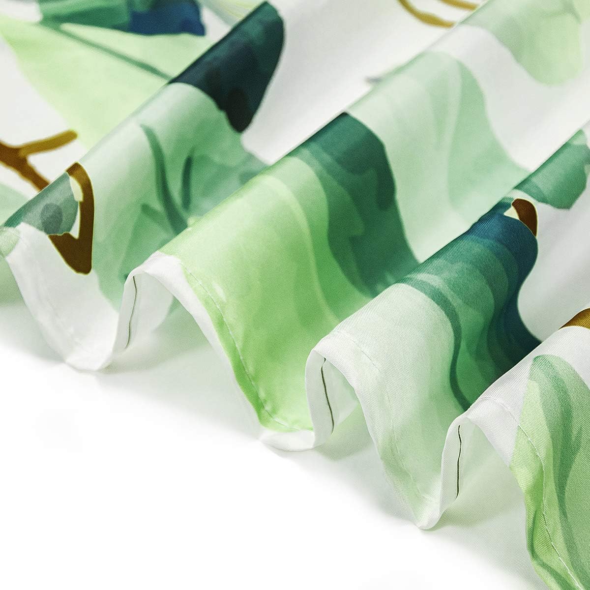 LB Watercolor Green Leaves Shower Curtain, Spring Botanical Leaf Plants Shower Curtain for Bathroom, Floral Decorative Polyester Fabric Curtain with 12 Hooks, 72x78 Inch