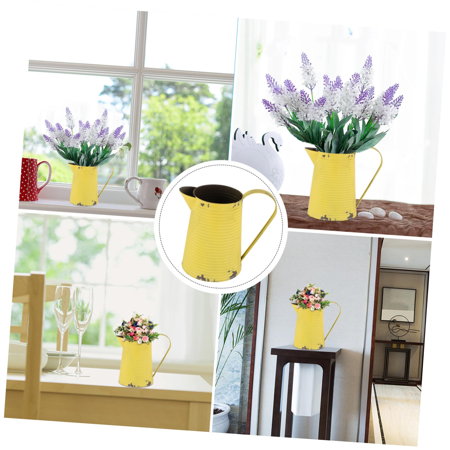 Amazon.co.jp: 鉄製の植木鉢 アンティーク 鉄の花バケツ 机上装飾用 黄