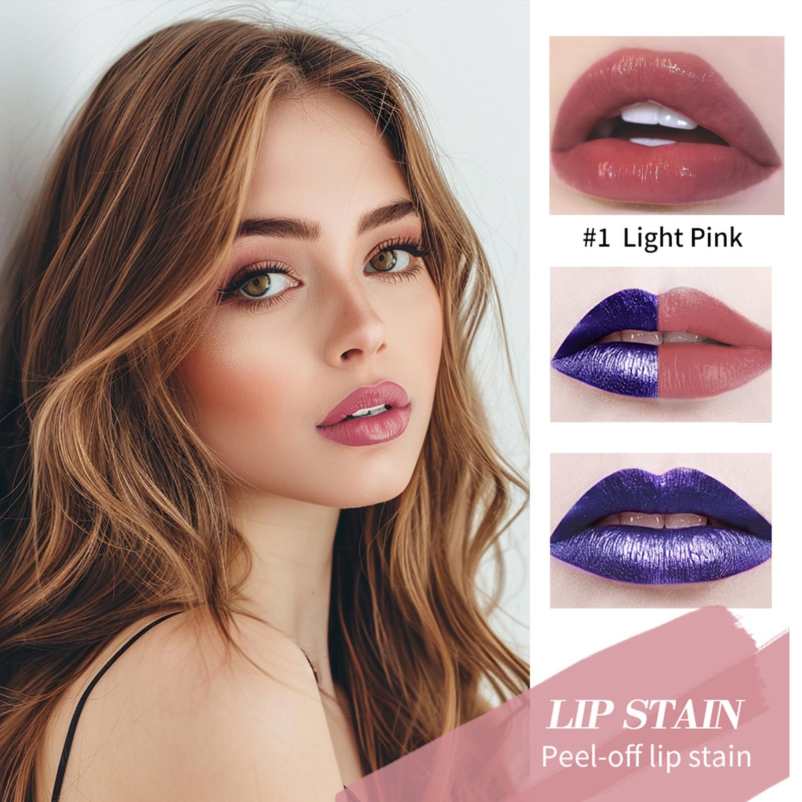3 Colors Lip Stain Peel Off - Long Lasting, Waterproof and Transfer Proof Pink Lip Tint, Matte Finish Peel Off Lip Makeup for woman - Image 4