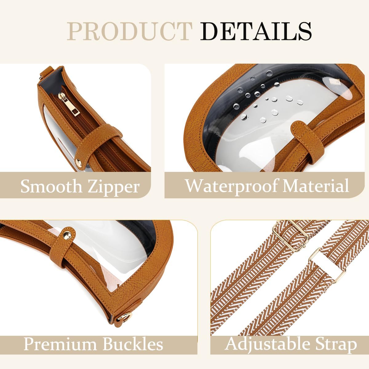 Clear Purses for Women Stadium Crossbody Clear Bag for Stadium Events, See Through Bags for Concerts, Travel - Image 6