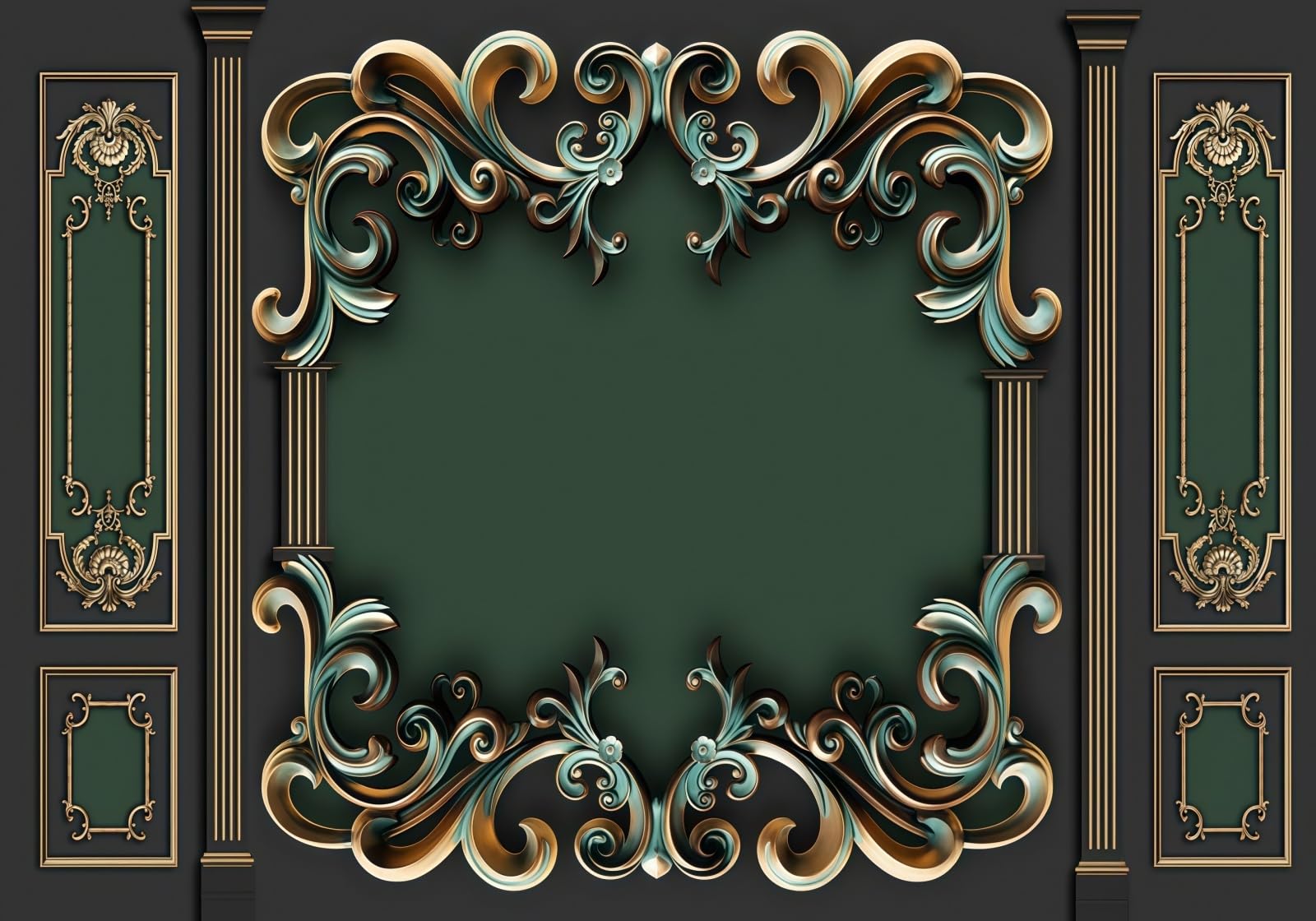 Gdkldfg Green Geometric Art Relief Wallpaper,Non-Woven Poster,Wall Mural For Living Room Bedroom Feature Wall Decoration 400X280cm