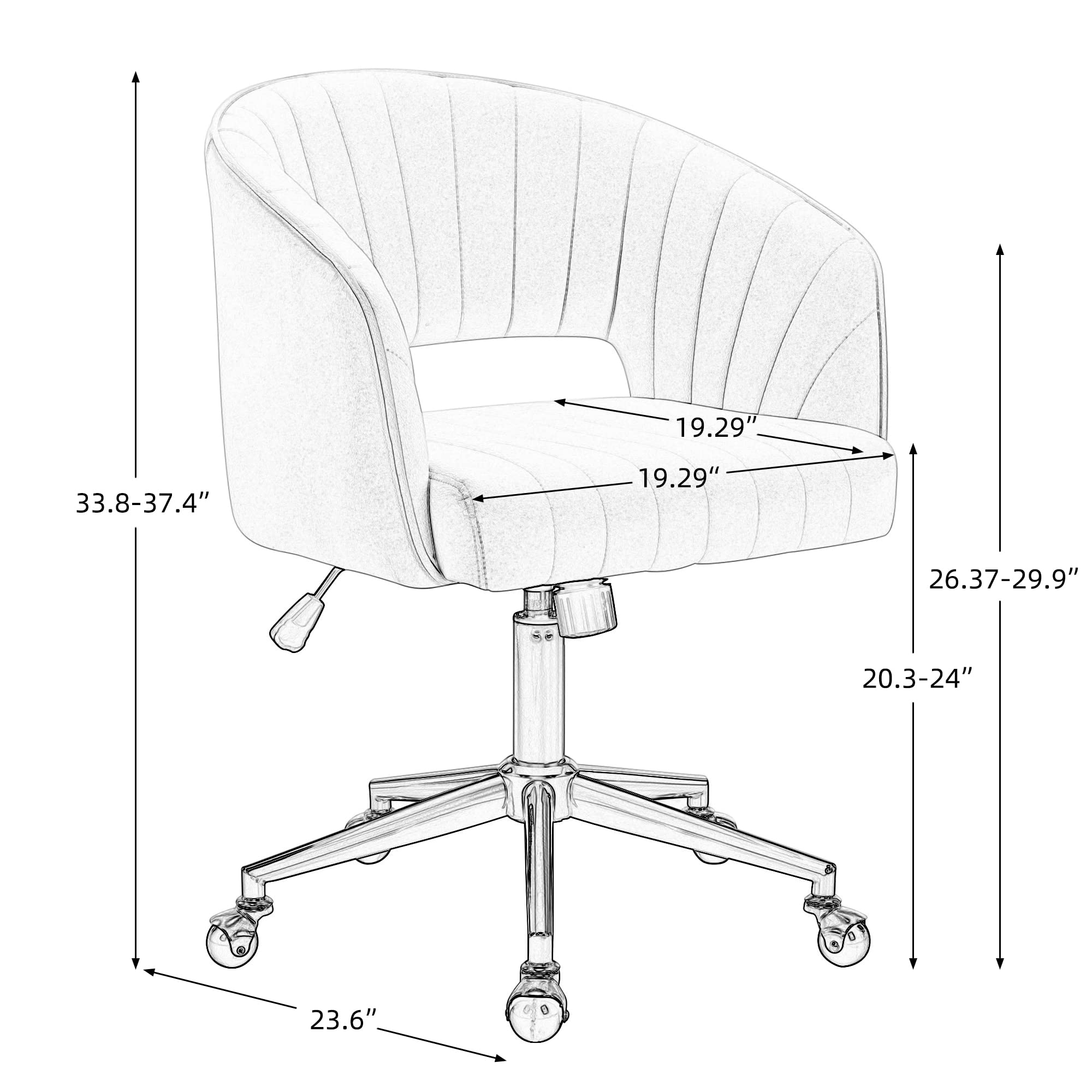 Home Office Chair Swivel Accent Armchair Velvet Upholstered Tufted