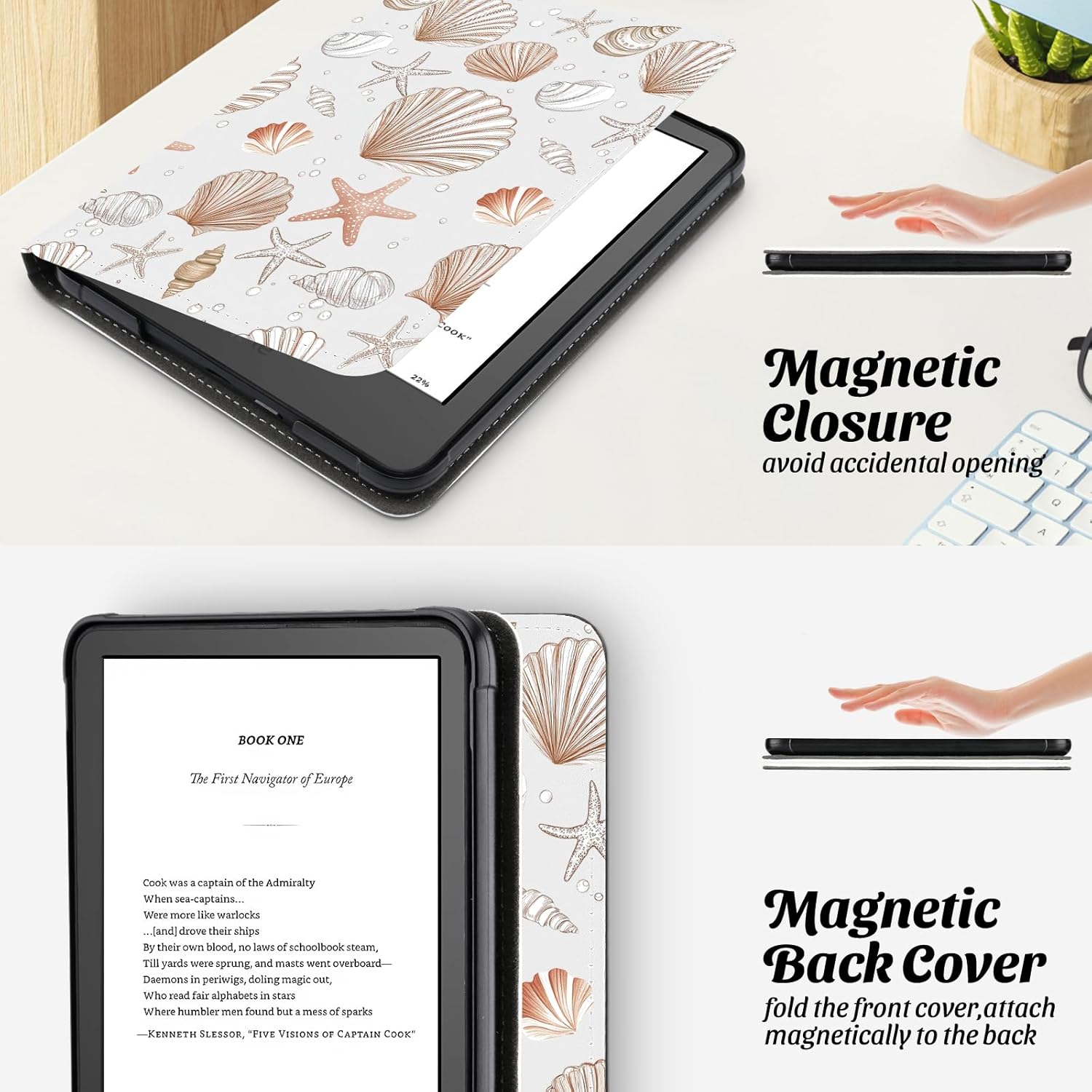 Idocolors Cute Case for 7" Kindle Paperwhite (12th Gen-2024), Slim Foldable Stand PU Shell Cover with Auto-Wake/Sleep & Hand Strap for Kindle Paperwhite 2024, Shell