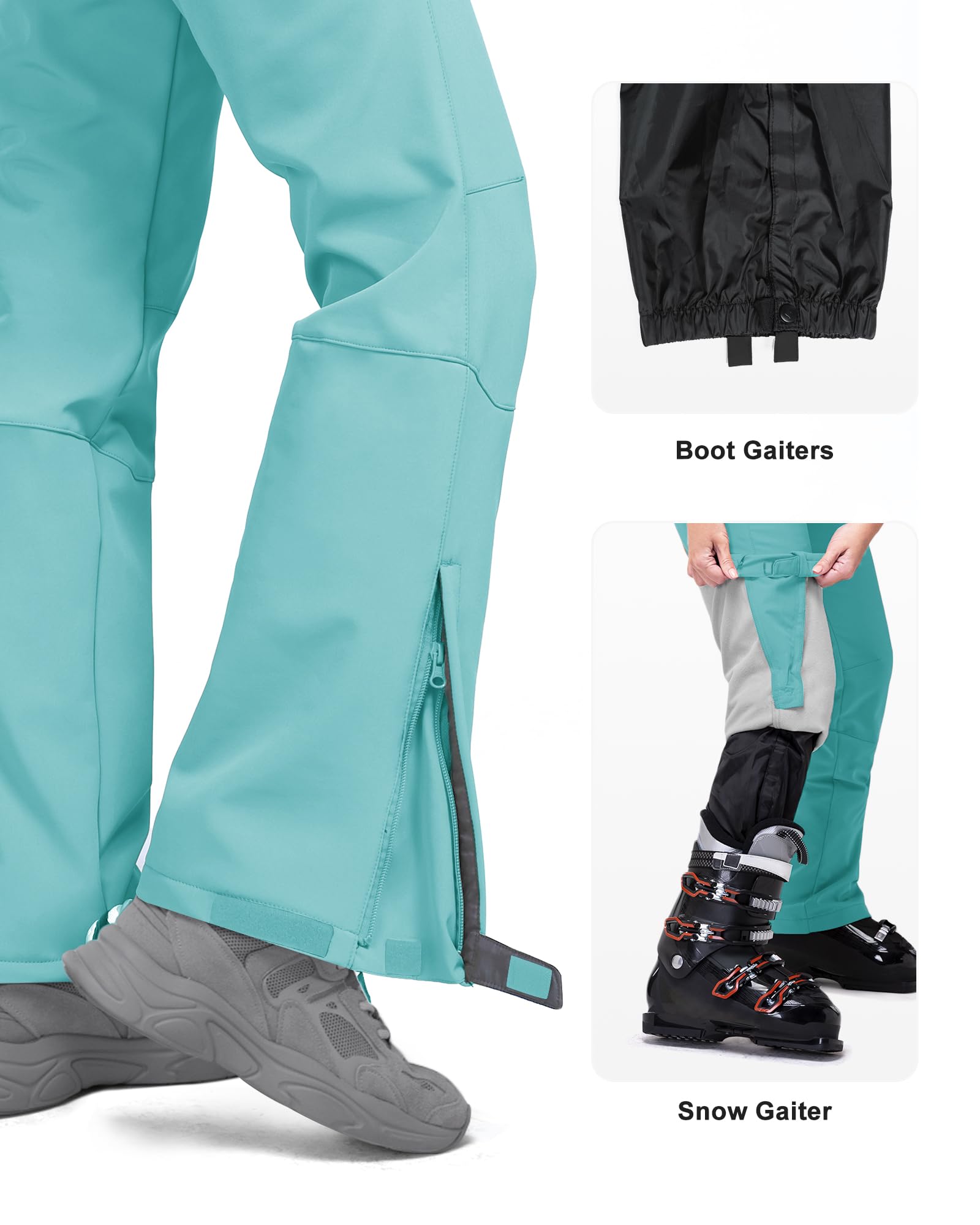 Outdoor Ventures Damskie spodnie narciarskie, softshell, wodoszczelne, wiatroszczelne spodnie snowboardowe, ciepłe spodnie trekkingowe z podszewką, oddychające, szybkoschnące spodnie trekkingowe