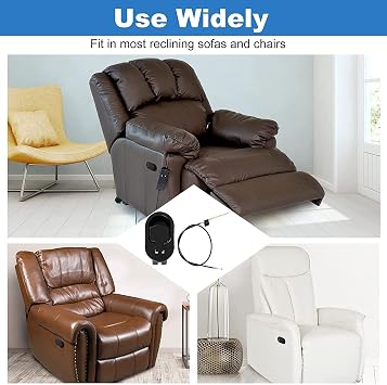 2 Pack Set Recliner Replacement Parts , Durable Recliner Release Pull Handle with Recliner Pull Cable Repair Replacement Part Compatible Most Furniture of Recliner Chair Sofa Couch