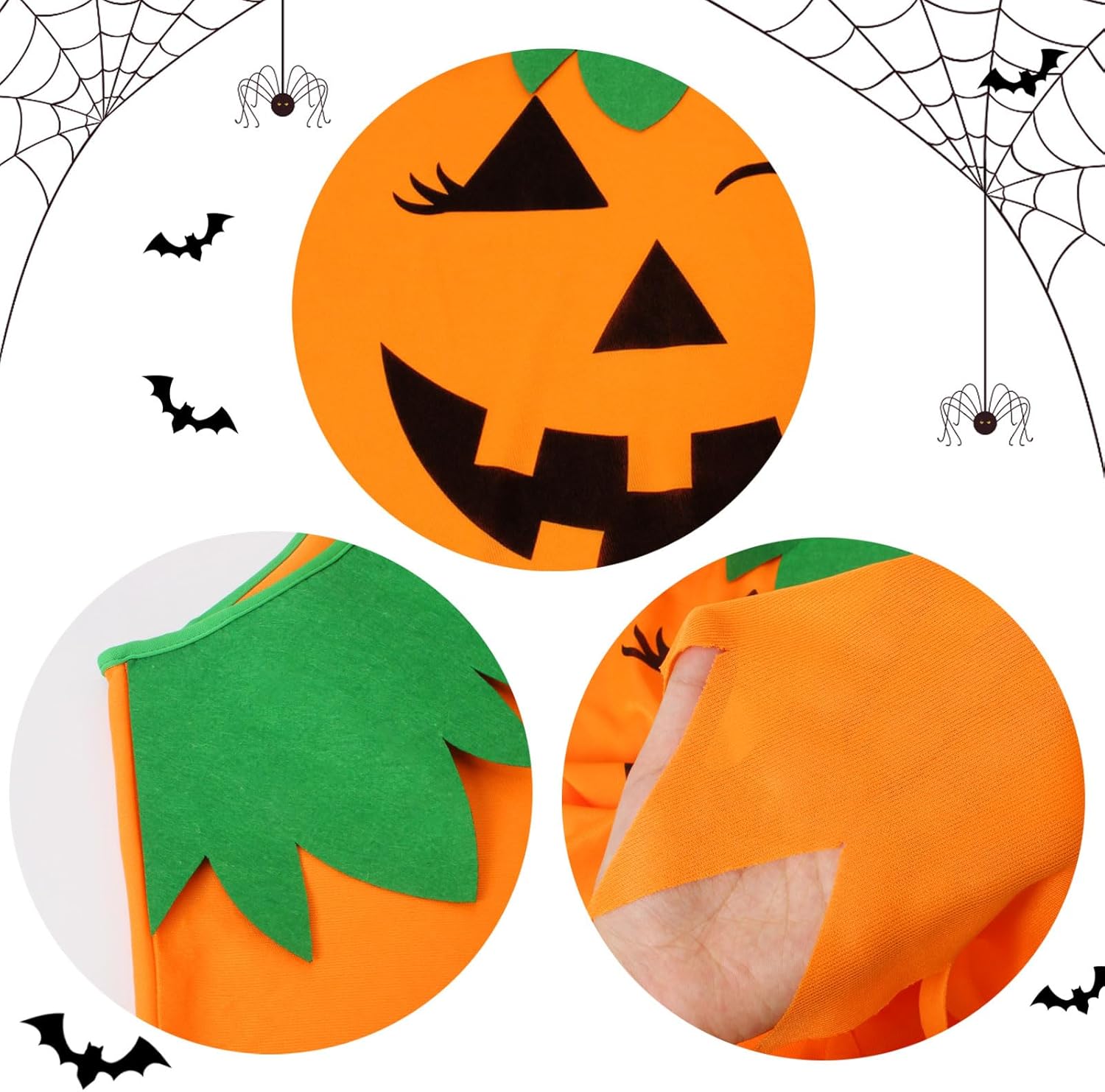 KOFECIT 3 PCS Halloween Pumpkin Poncho for Women,Pumpkin Cape Costume with Headband and Candy Bag,Halloween Costume for Women Adults - Image 4