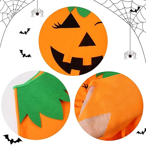 Miniatura 4 de KOFECIT Poncho de calabaza de Halloween para mujer, disfraz de capa de calabaza con diadema y bolsa de dulces, disfraz de Halloween para mujeres y