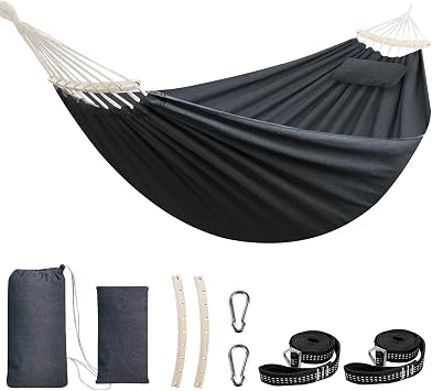 Chihee Cotton Blend Hammock 106 x 59 in 660 lb Detachable Spreader Bars