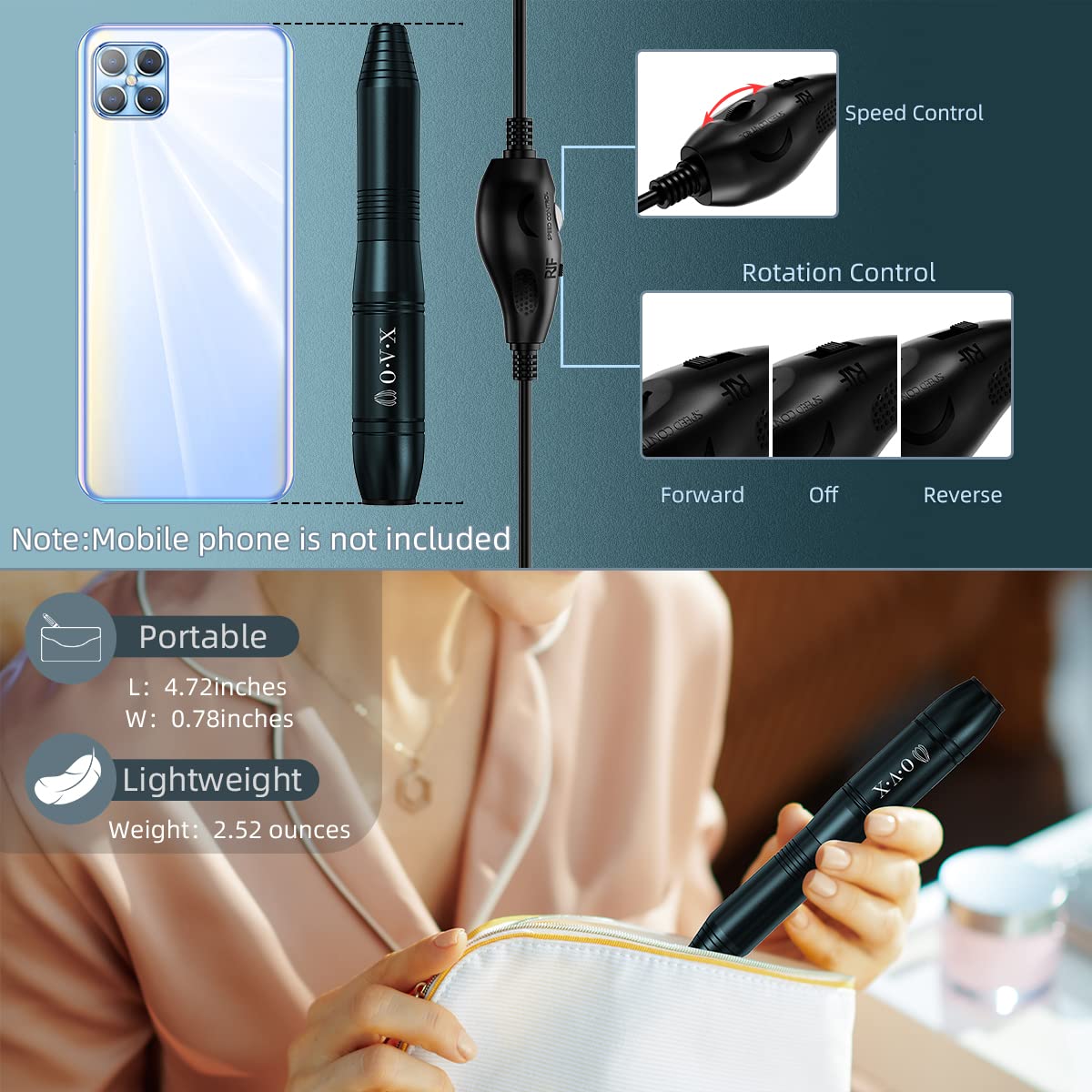 20000RPM USB Portable Nail Drill Electric Nail File Set Professional Manicure Pedicure Polishing Shape Tools with Sanding Bands Nail Drill Bits and Cleaning Brush for Acrylic Gel Nails(Charcoal Gray) : Beauty & Personal Care